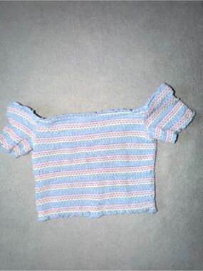 Aeropostale Pastel Striped Crop Top  Light Blue, Pink, Yellow Size Small